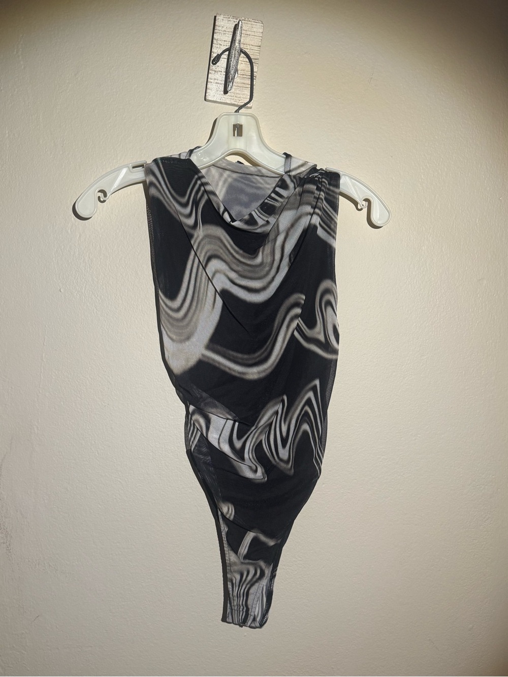 Black & White Swirl Mesh Bodysuit